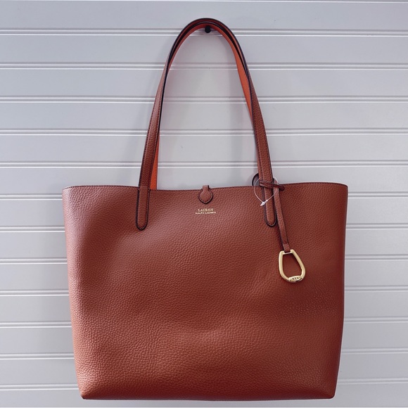 Sold!❣️ Lauren Ralph Lauren Large Reversible Pebbled-Faux Leather Tote Bag NWT - Picture 7 of 15